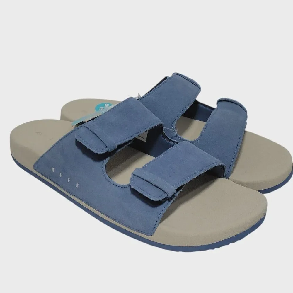 Reef Kids Ojai Slide Sandals Big Kid Size 6 Suede Leather Upper Dusk Blue Unisex